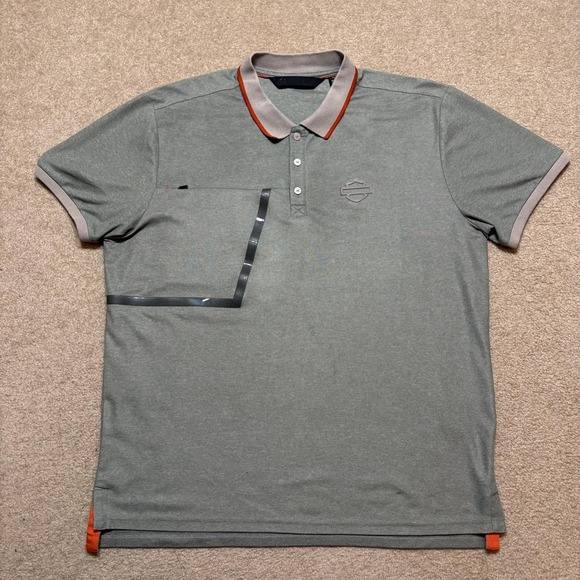 Harley-Davidson Other - Harley-Davidson Polo Shirt Mens Large Gray Slim Fit Zip Pocket Performance Moto
